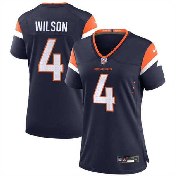 Women%27s Denver Broncos #4 Zach Wilson Navy 2024 Stitched Jersey Dzhi
